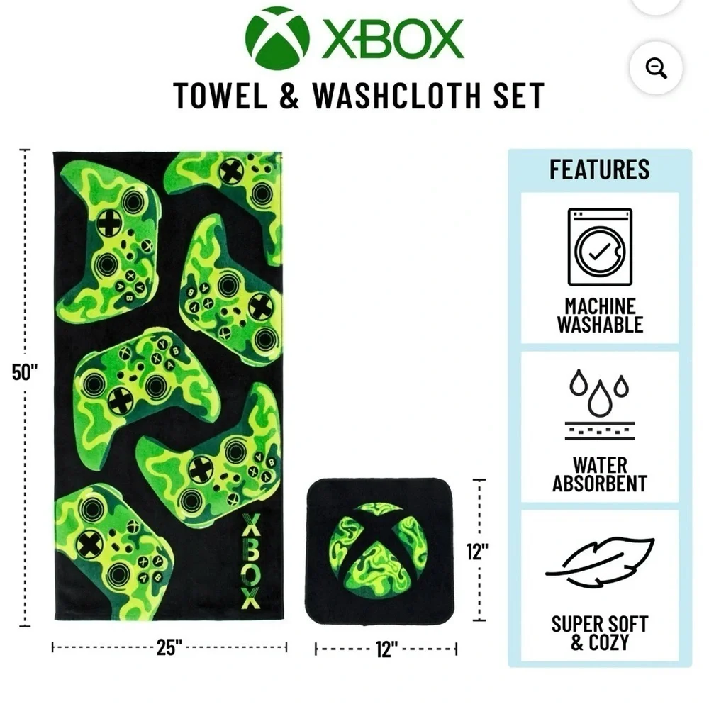 XBox Kids Cotton 2 Piece Towel and Washcloth Set